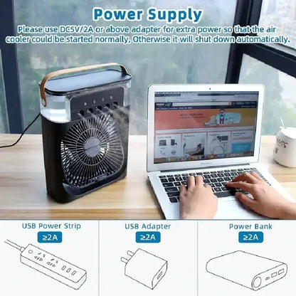 3 In 1 Fan AIr Conditioner Household Small Air Cooler LED Night Light Portable Air Adjustment Fan Office Home Fan New