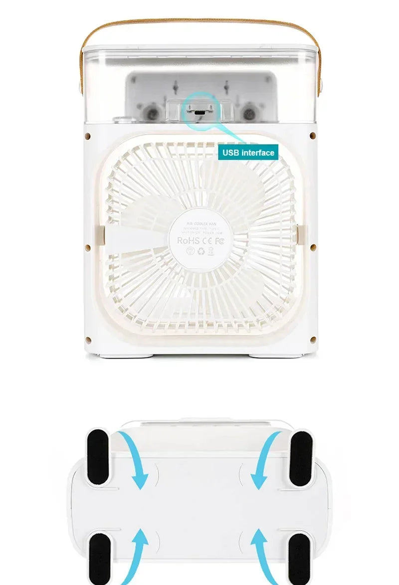 3 In 1 Fan AIr Conditioner Household Small Air Cooler LED Night Light Portable Air Adjustment Fan Office Home Fan New